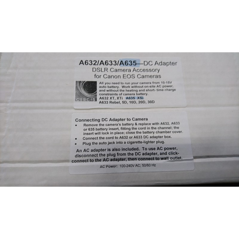 Alimentation secteur (220V AC) pour DSLR Canon,tension de  sortie 7.4V DC