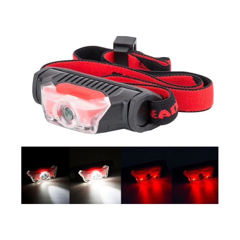 Lampe frontale lumière rouge et blanche