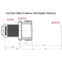 Barlow Carl Zeiss 2x Abbe avec serrage ClickLock Baader